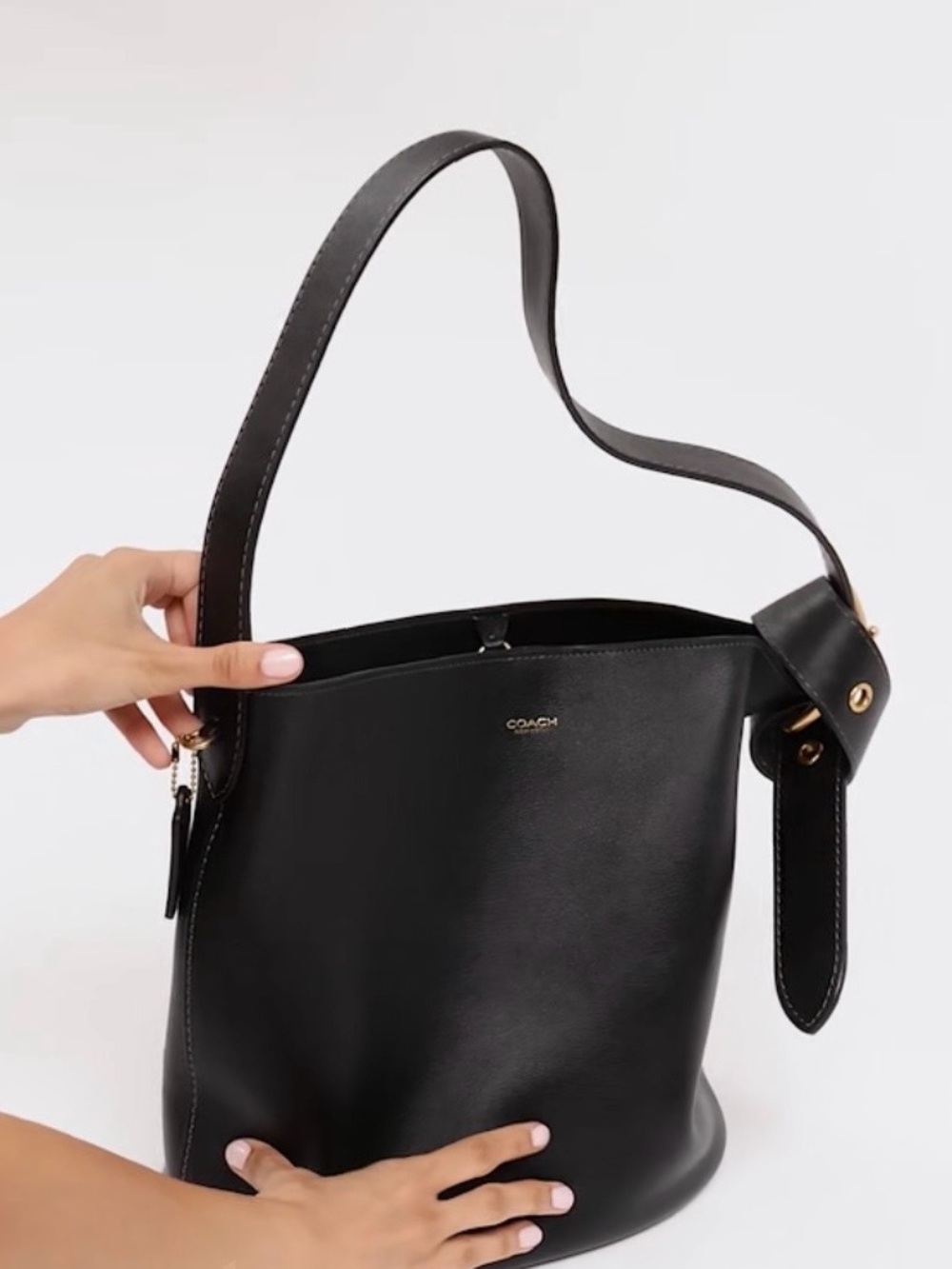 🖤 NWT COACH BLEECKER  BLACK SMOOTH LEATHER BUCKET BAG!🖤🖤 - Picture 11 of 14